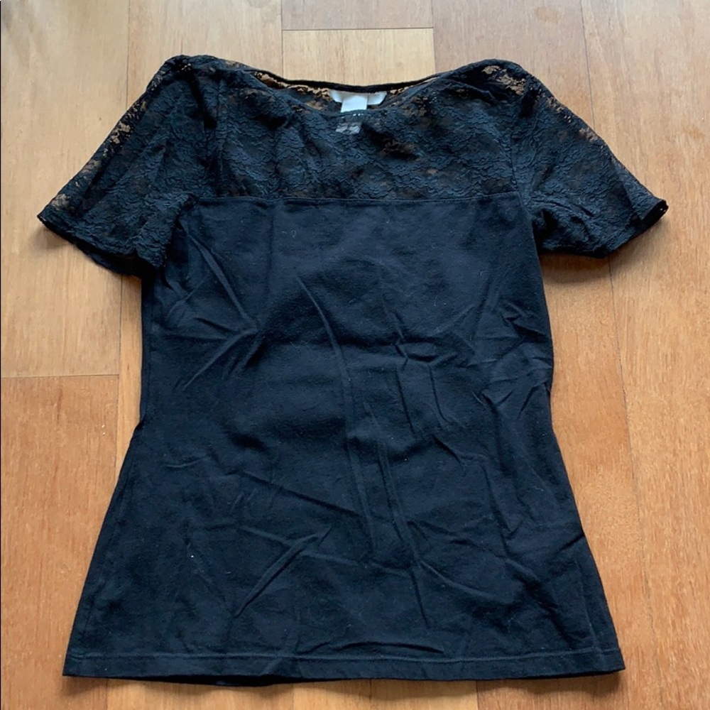 Black lace short sleeve top